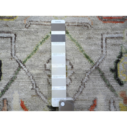 Oushak And Peshawar Wool Hand Knotted Rug Grey Gray 4.0X9.10 -O073588