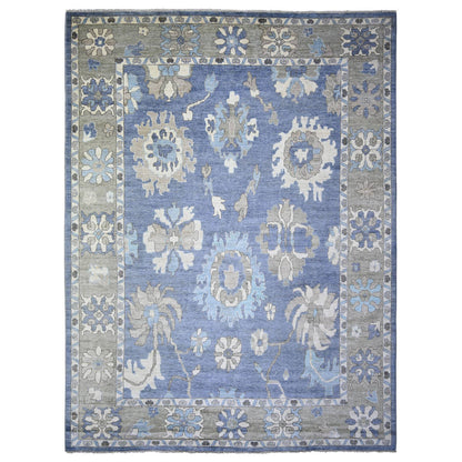 Oushak And Peshawar Wool Hand Knotted Rug Blue Gray 10.0X13.4 -O073589