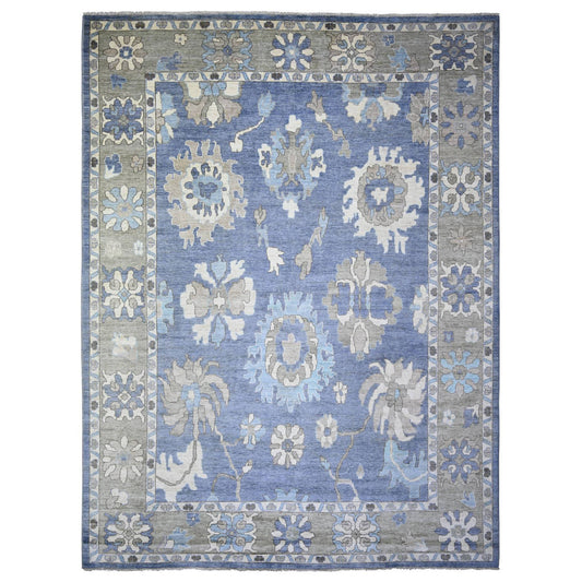 Oushak And Peshawar Wool Hand Knotted Rug Blue Gray 10.0X13.4 -O073589