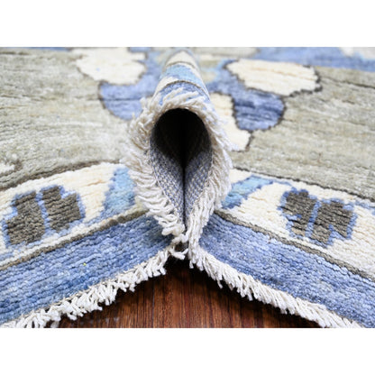Oushak And Peshawar Wool Hand Knotted Rug Blue Gray 10.0X13.4 -O073589