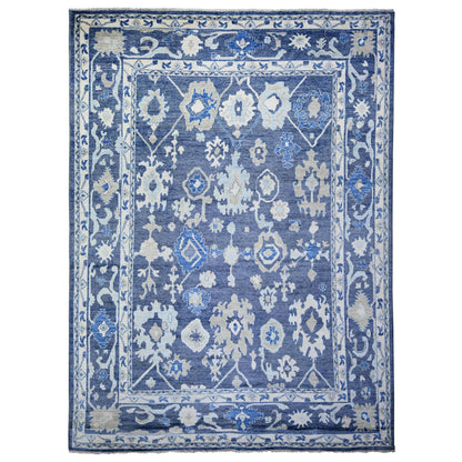 Oushak And Peshawar Wool Hand Knotted Rug Blue Gray 10.2X13.7 -O073590
