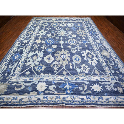 Oushak And Peshawar Wool Hand Knotted Rug Blue Gray 10.2X13.7 -O073590