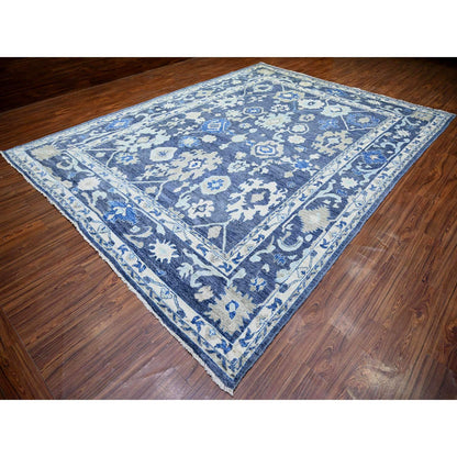 Oushak And Peshawar Wool Hand Knotted Rug Blue Gray 10.2X13.7 -O073590