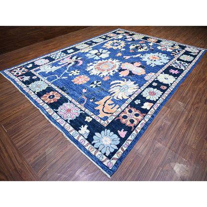 Oushak And Peshawar Wool Hand Knotted Rug Blue Blue 10.0X13.9 -O073596
