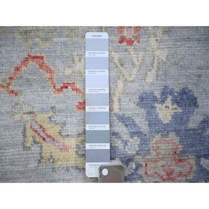 Oushak And Peshawar Wool Hand Knotted Rug Grey Gray 4.0X10.0 -O073597