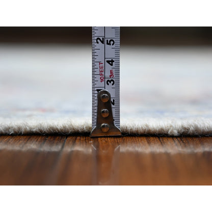 Oushak And Peshawar Wool Hand Knotted Rug Grey Gray 4.0X10.0 -O073597