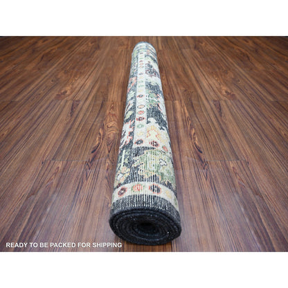 Oushak And Peshawar Wool Hand Knotted Rug Black Black 4.2X9.6 -O073598