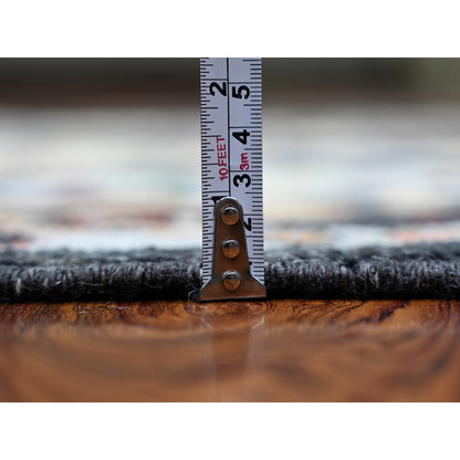 Oushak And Peshawar Wool Hand Knotted Rug Black Black 4.2X9.6 -O073598