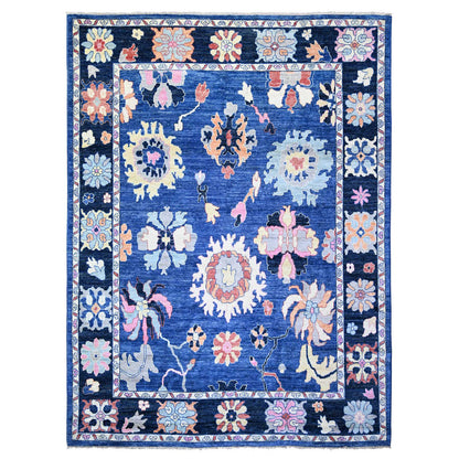 Oushak And Peshawar Wool Hand Knotted Rug Blue Midnight Blue 9.2X11.7 -O073600