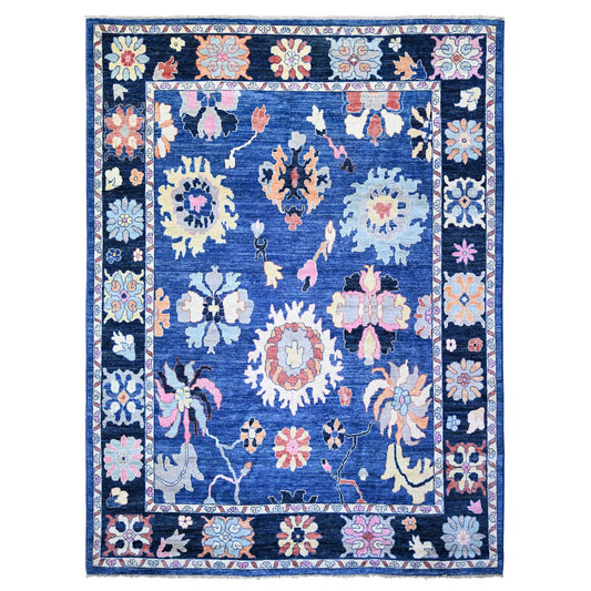Oushak And Peshawar Wool Hand Knotted Rug Blue Midnight Blue 9.2X11.7 -O073600