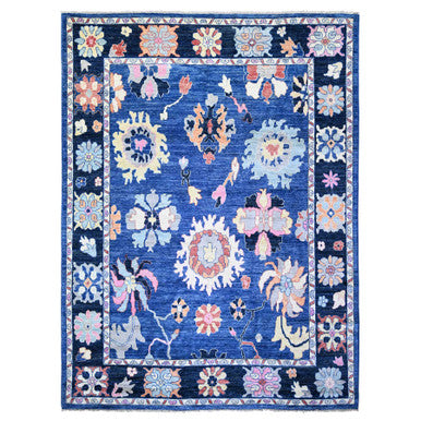 Oushak And Peshawar Wool Hand Knotted Rug Blue Midnight Blue 9.2X11.7 -O073600