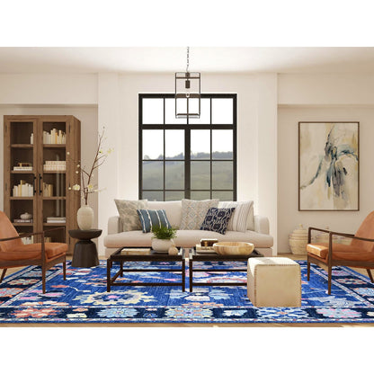 Oushak And Peshawar Wool Hand Knotted Rug Blue Midnight Blue 9.2X11.7 -O073600