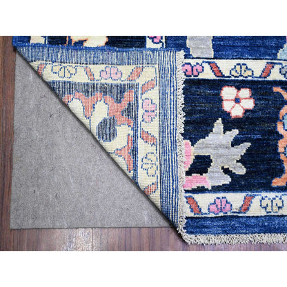 Oushak And Peshawar Wool Hand Knotted Rug Blue Midnight Blue 9.2X11.7 -O073600