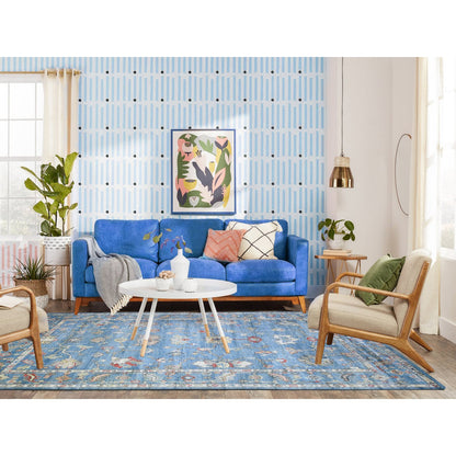 Oushak And Peshawar Wool Hand Knotted Rug Blue Blue 6.0X8.9 -O073604