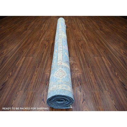 Oushak And Peshawar Wool Hand Knotted Rug Blue Blue 6.0X8.9 -O073604