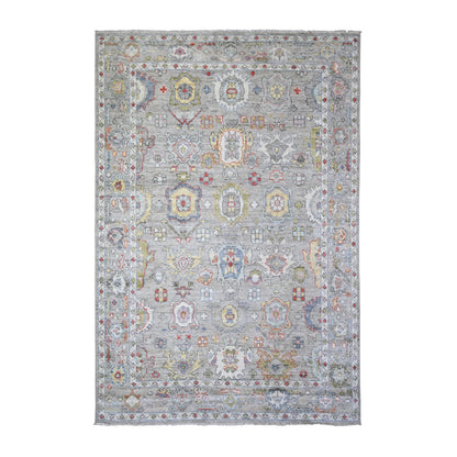 Oushak And Peshawar Wool Hand Knotted Rug Grey Gray 6.1X9.0 -O073611