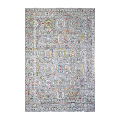 Oushak And Peshawar Wool Hand Knotted Rug Grey Gray 6.1X9.0 -O073611