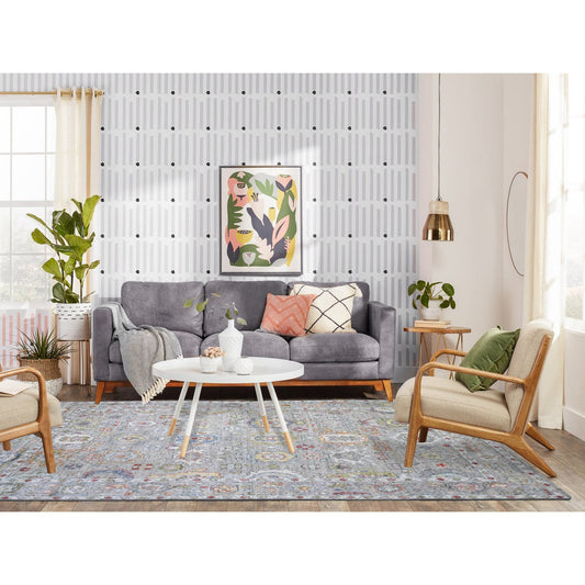 Oushak And Peshawar Wool Hand Knotted Rug Grey Gray 6.1X9.0 -O073611