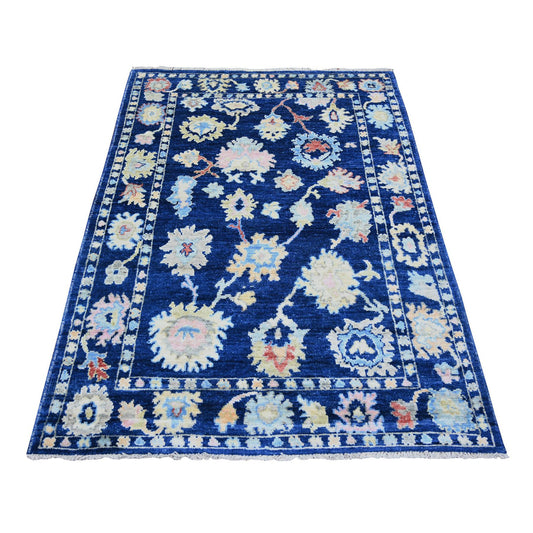 Oushak And Peshawar Wool Hand Knotted Rug Blue Blue 4.1X5.9 -O073625
