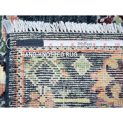 Oushak And Peshawar Wool Hand Knotted Rug Black 2.9x9.9 -O073656