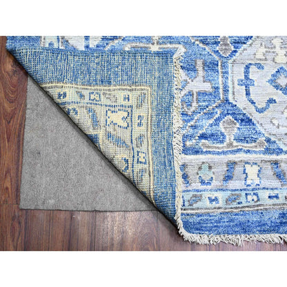 Tribal & Geometric Wool Hand Knotted Rug Blue Blue 11.9X15.1 -O073666