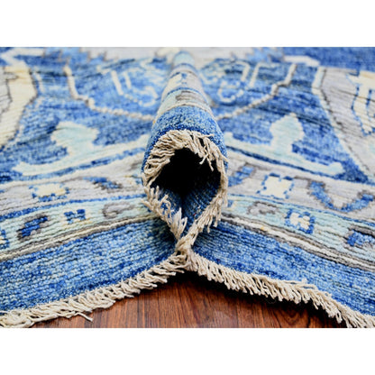 Tribal & Geometric Wool Hand Knotted Rug Blue Blue 11.9X15.1 -O073666