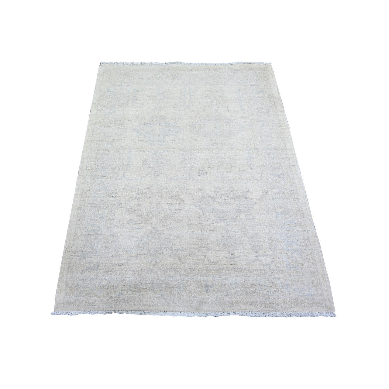 Oushak And Peshawar Wool Hand Knotted Rug Ivory Ivory 3.1X4.10 -O073679