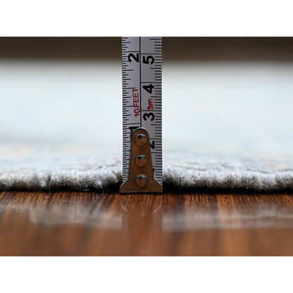 Oushak And Peshawar Wool Hand Knotted Rug Grey Blue 4.0X10.0 -O073682