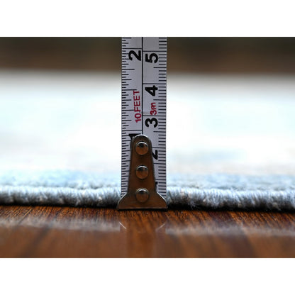 Oushak And Peshawar Wool Hand Knotted Rug Blue Ivory 2.7X9.8 -O073688