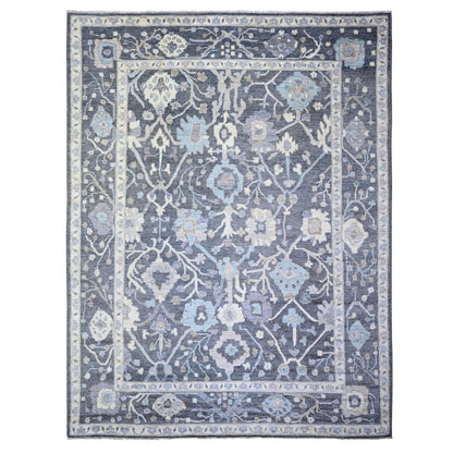 Oushak And Peshawar Wool Hand Knotted Rug Grey Gray 9.0X11.8 -O073698