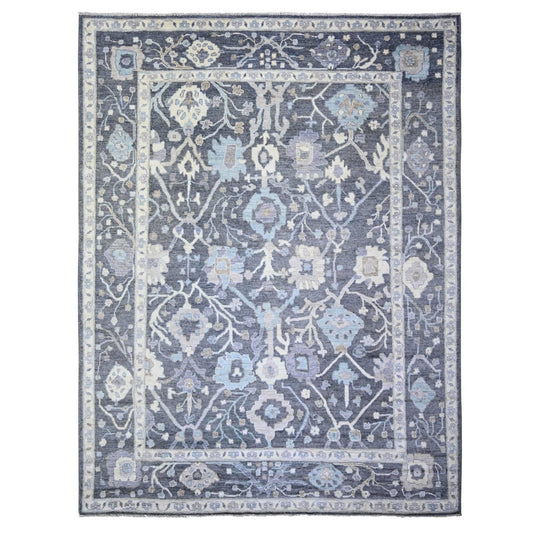 Oushak And Peshawar Wool Hand Knotted Rug Grey Gray 9.0X11.8 -O073698