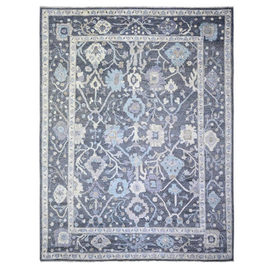 Oushak And Peshawar Wool Hand Knotted Rug Grey Gray 9.0X11.8 -O073698