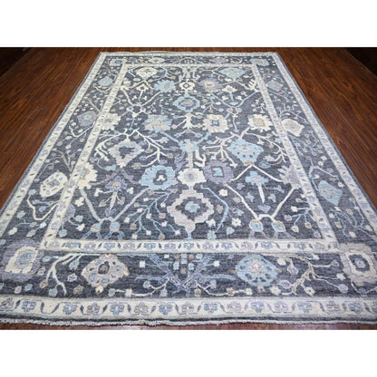 Oushak And Peshawar Wool Hand Knotted Rug Grey Gray 9.0X11.8 -O073698