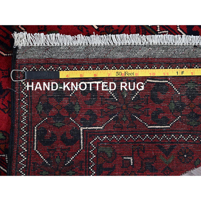Tribal & Geometric Wool Hand Knotted Rug Red 2.3x5.0 -O0736