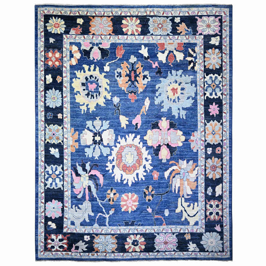 Oushak And Peshawar Wool Hand Knotted Rug Blue Midnight Blue 12.0X15.2 -O073701