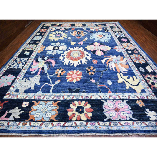 Oushak And Peshawar Wool Hand Knotted Rug Blue Midnight Blue 12.0X15.2 -O073701