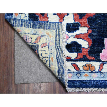 Oushak And Peshawar Wool Hand Knotted Rug Blue Midnight Blue 12.0X15.2 -O073701