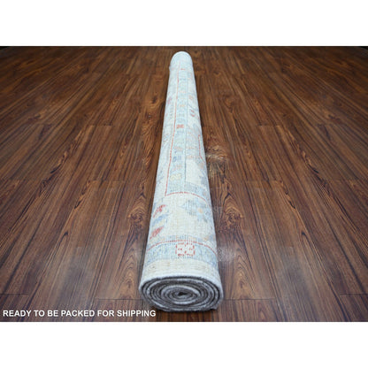 Oushak And Peshawar Wool Hand Knotted Rug Ivory Ivory 6.1X9.4 -O073703