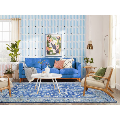 Oushak And Peshawar Wool Hand Knotted Rug Blue Light Blue 5.8X9.0 -O073706