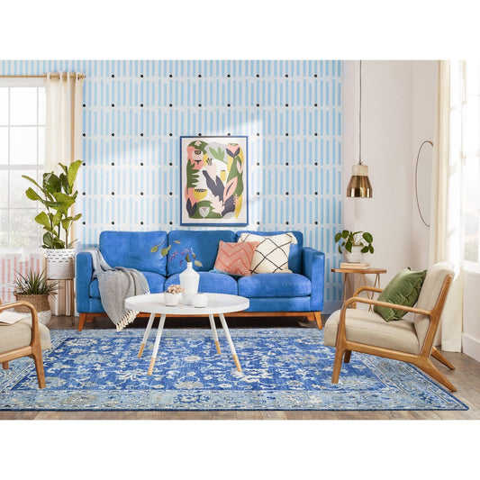 Oushak And Peshawar Wool Hand Knotted Rug Blue Light Blue 5.8X9.0 -O073706