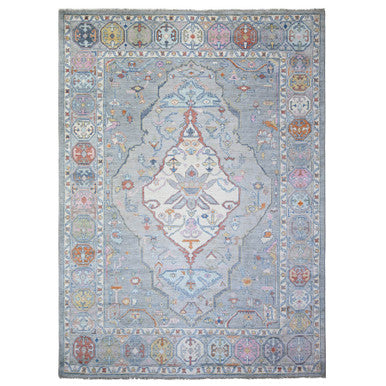 Tribal & Geometric Wool Hand Knotted Rug Grey Gray 10.1X13.9 -O073707