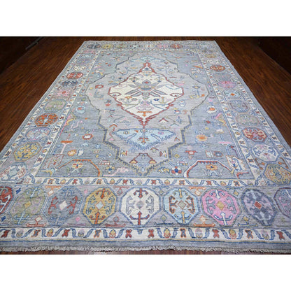 Tribal & Geometric Wool Hand Knotted Rug Grey Gray 10.1X13.9 -O073707