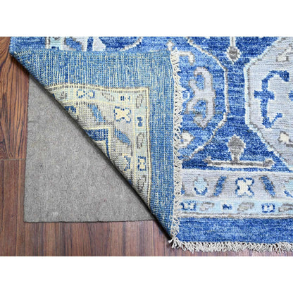 Tribal & Geometric Wool Hand Knotted Rug Blue Blue 11.10X15.1 -O073708