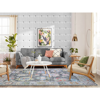 Oushak And Peshawar Wool Hand Knotted Rug Black Gray 6.2X8.10 -O073712