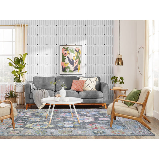 Oushak And Peshawar Wool Hand Knotted Rug Black Gray 6.2X8.10 -O073712