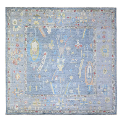 Oushak And Peshawar Wool Hand Knotted Rug Blue Blue 10.0X9.8 -O073713