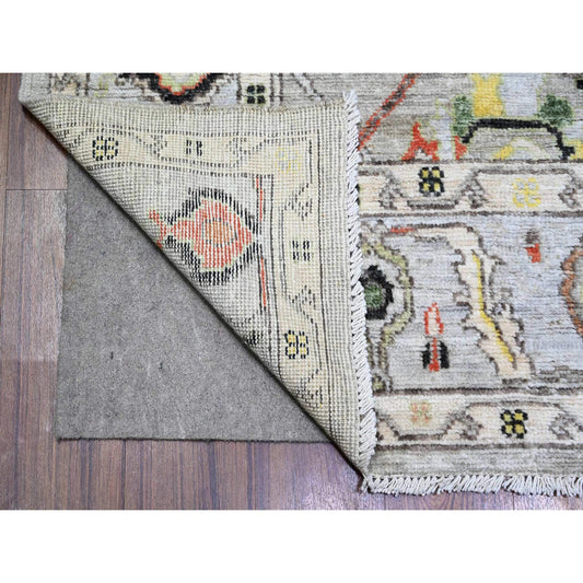 Oushak And Peshawar Wool Hand Knotted Rug Grey Gray 6.0X9.1 -O073714