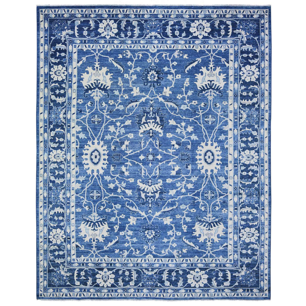 Blue 11'8" x 14'4" Oushak And Peshawar Hand knotted Wool Rug - Sku: O073716