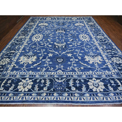 Oushak And Peshawar Wool Hand Knotted Rug Blue Navy Blue 11.8X14.4 -O073716