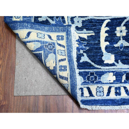 Oushak And Peshawar Wool Hand Knotted Rug Blue Navy Blue 11.8X14.4 -O073716